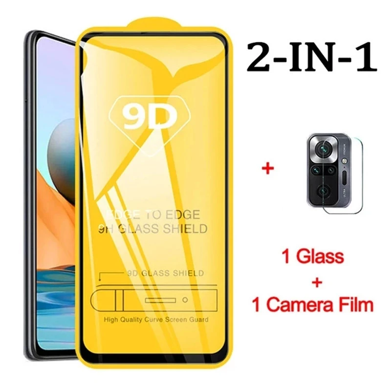 

2 in 1 Tempered Glass For Xiaomi Redmi Note 7 8 9 10 10s Screen Protector On The For xiaomi 11 11t pro Poco X3 pro nfc Glass