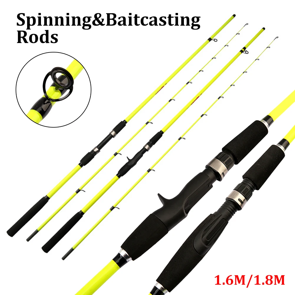 

1.6/1.8m Portable Fishing Rod Fiberglass Spinning Baitcasting Rod Lightweight 2-piece Pole EVA Grip Freshwater Saltwater Tackle