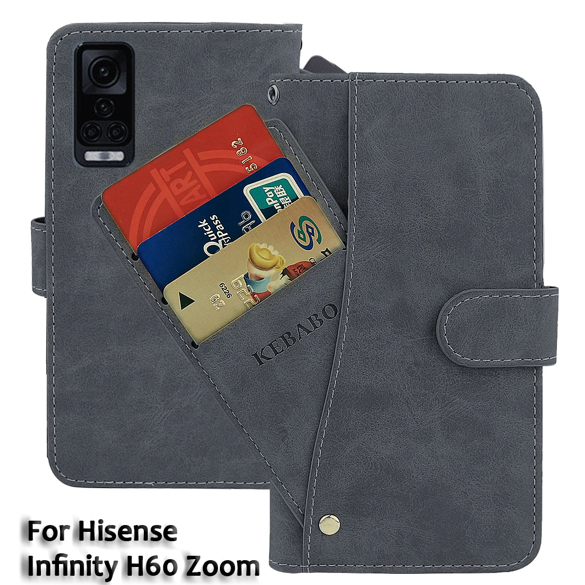 Vintage Leather Wallet Hisense Infinity H60 Zoom Case 6.78