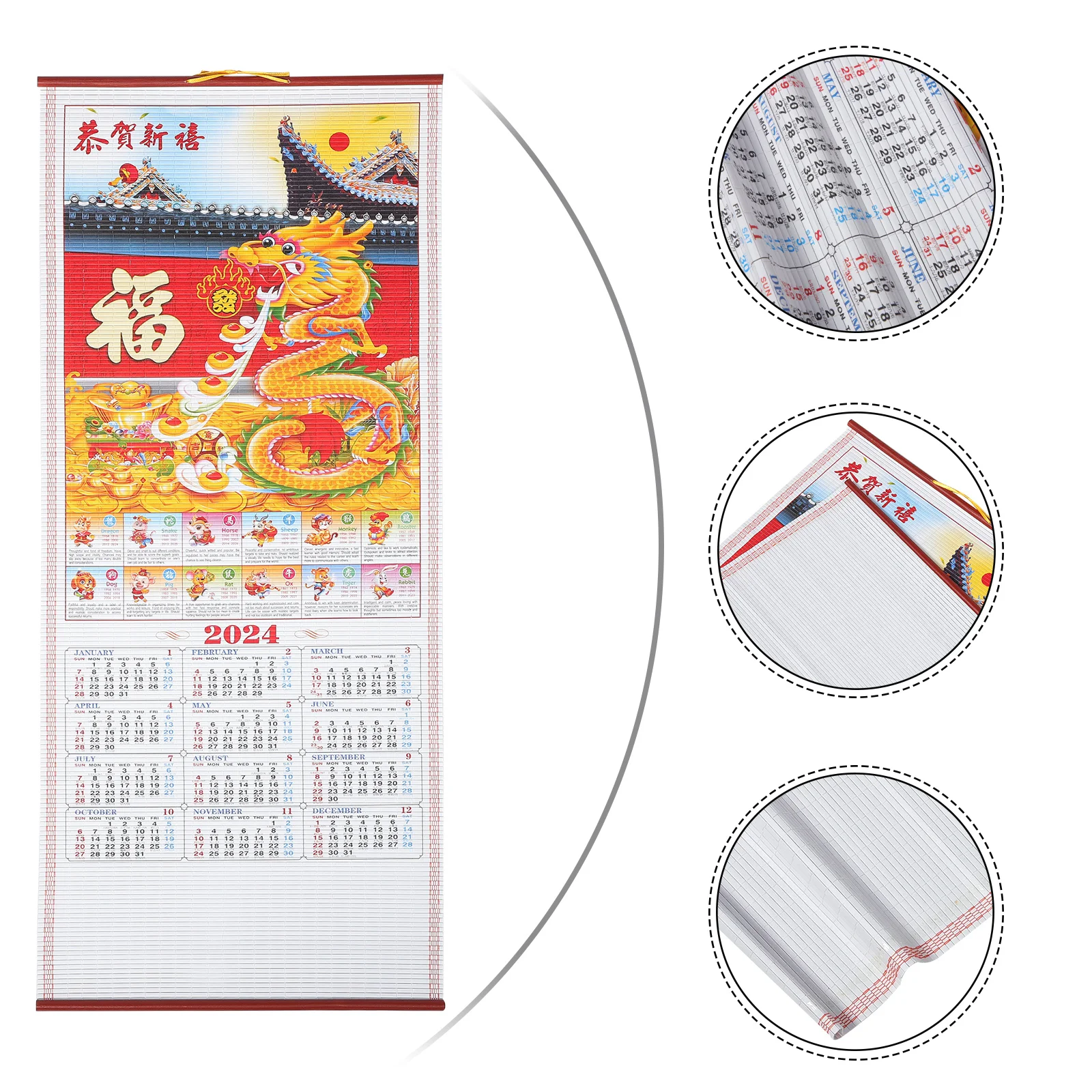 

Calendar Wall Chinese Year Calendars Daily Monthly Desk New Traditional Planner Hanging Lunar Table Tabletop Dragon Pad