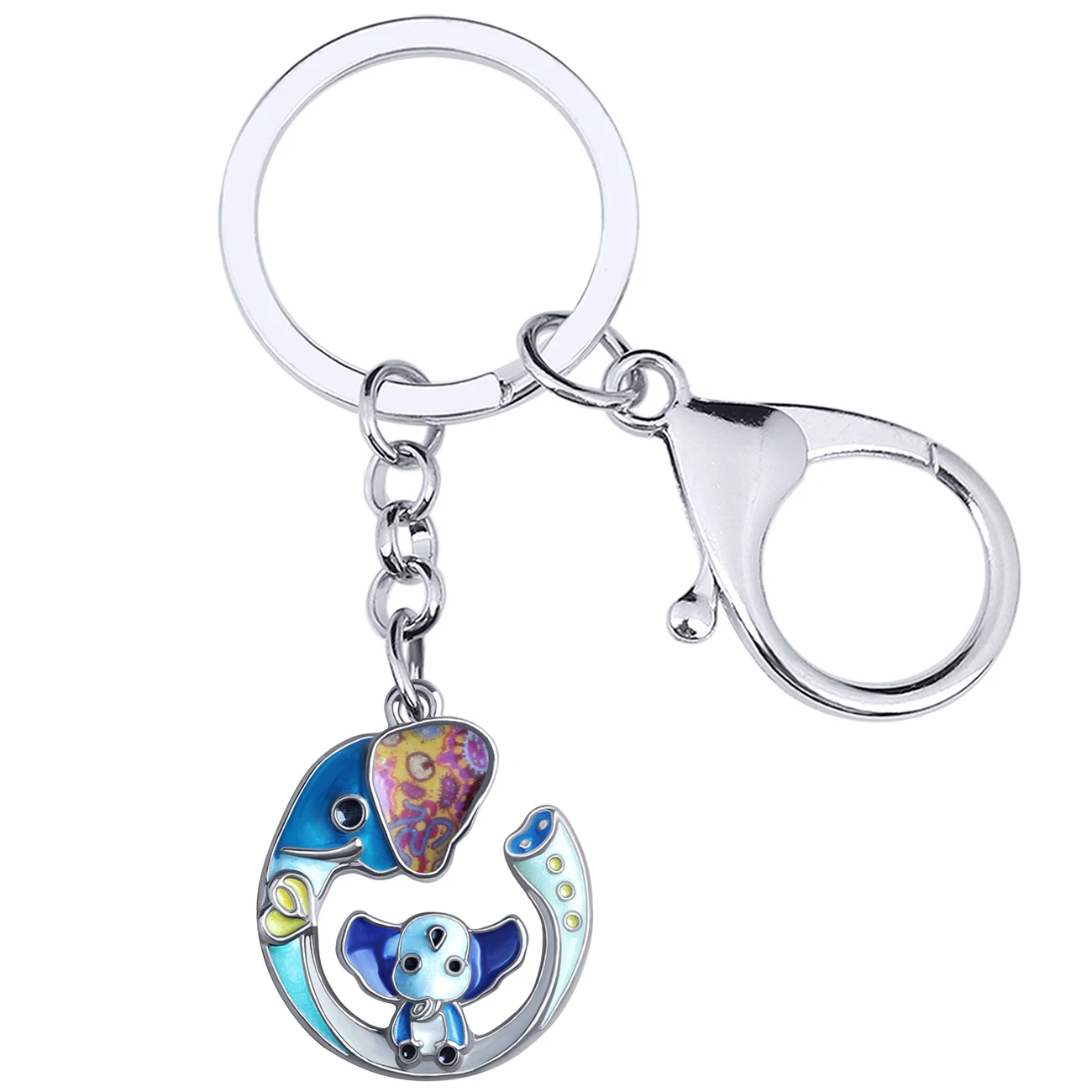 

Arwa Enamel Alloy Cute Long Nose Africa Double Elephant Keychains Car Keyrings Gifts Fashion Jewelry for Women Unique Bag Charms