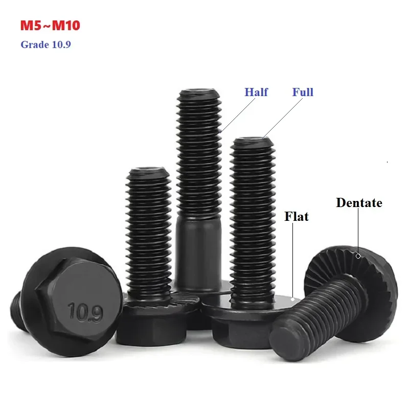 

Фланцевые болты M5 M6 M8 M10 класса 10.9 стальные черные