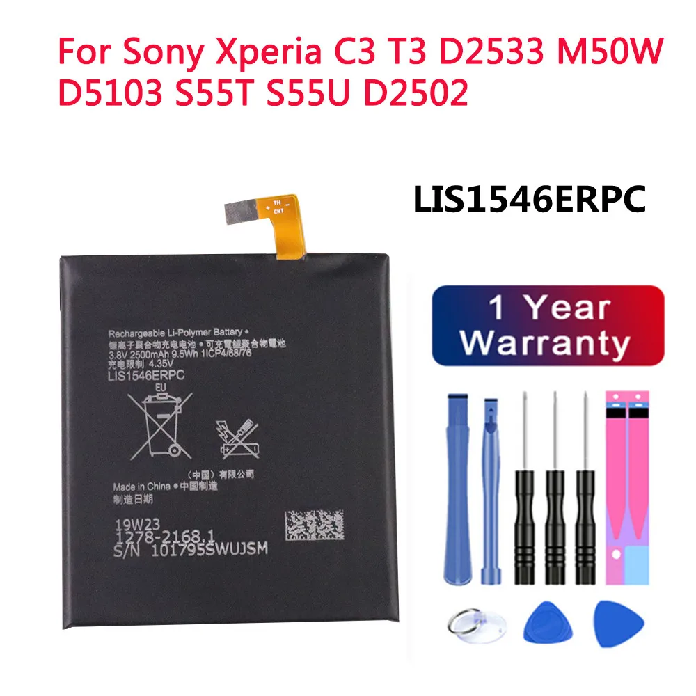 

LIS1546ERPC Phone Battery For Sony Xperia C3 T3 D2533 M50W D5103 S55T S55U D2502 2500mAh High Quality Battery Bateria