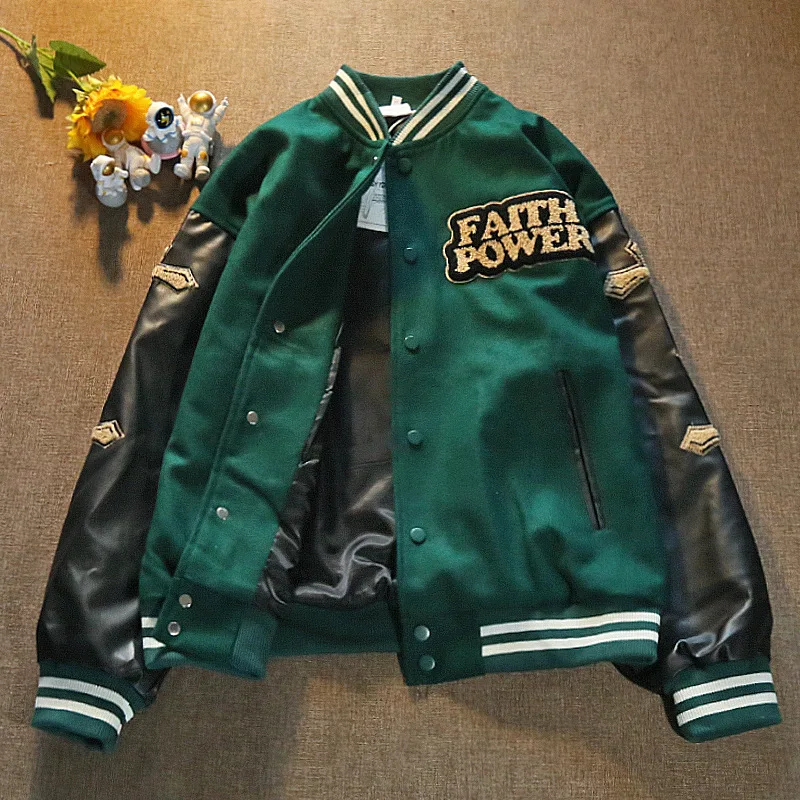 Мужская куртка американская бейсбольная форма с вышивкой крестиком мужская