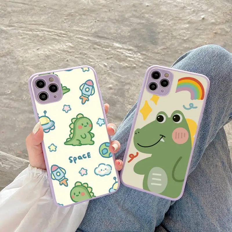 

Cute Animal Dinosaur Phone Case for iPhone 14 11 12 13 Mini Pro Max 8 7 Plus X XR XS MAX Translucent Matte Cover