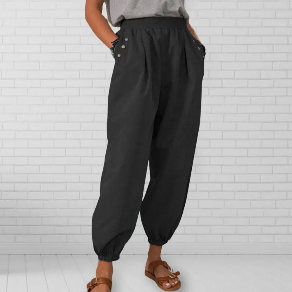 

Stylish Casual Bloomers Lightweight Soft Texture Casual Trousers Office Elegant Lady Bloomers Pants