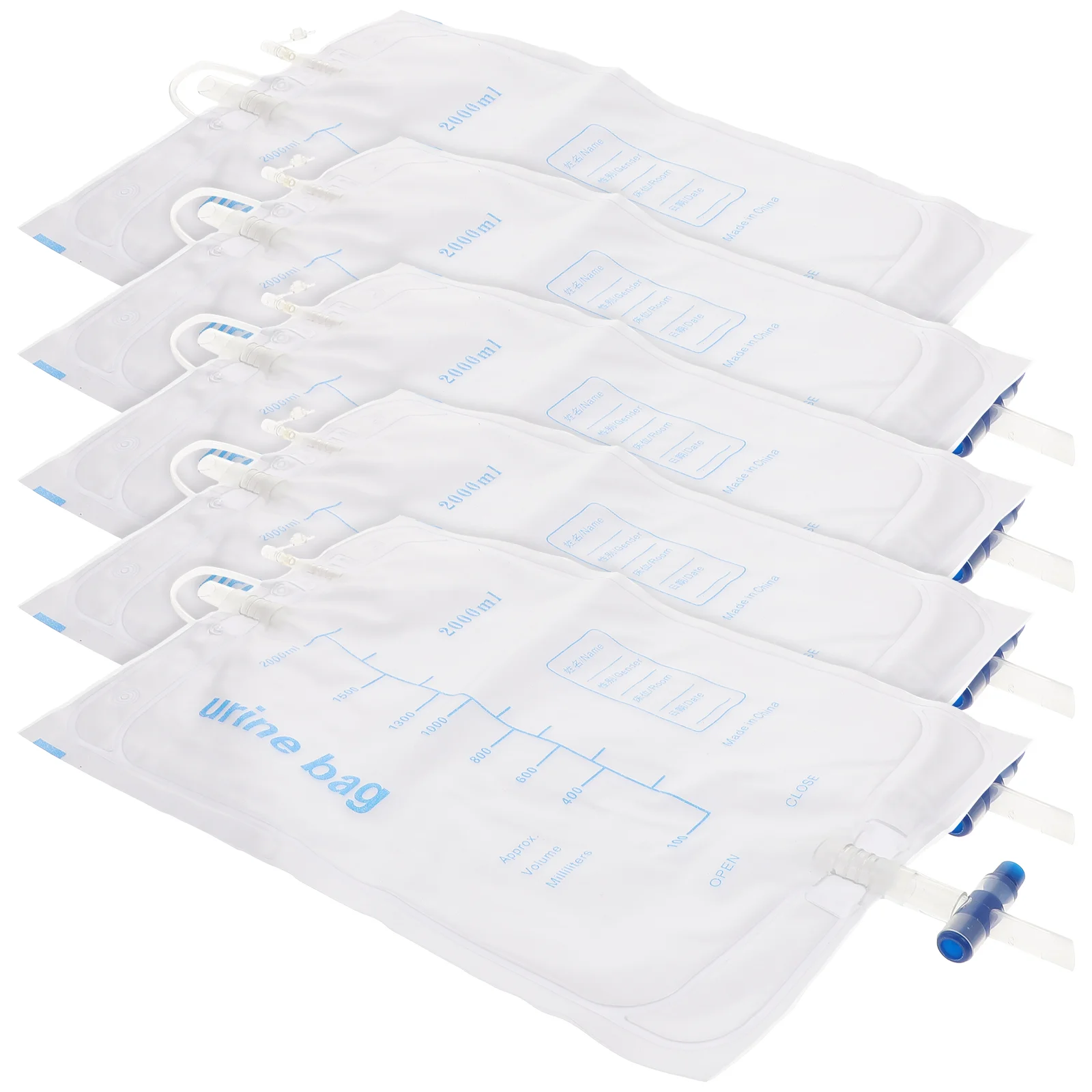 

5 Pcs Container One-time Urine Collection Bag Disposable Drainage Bags Nursing Portable Prevent Reflux Patients Holders Care PE