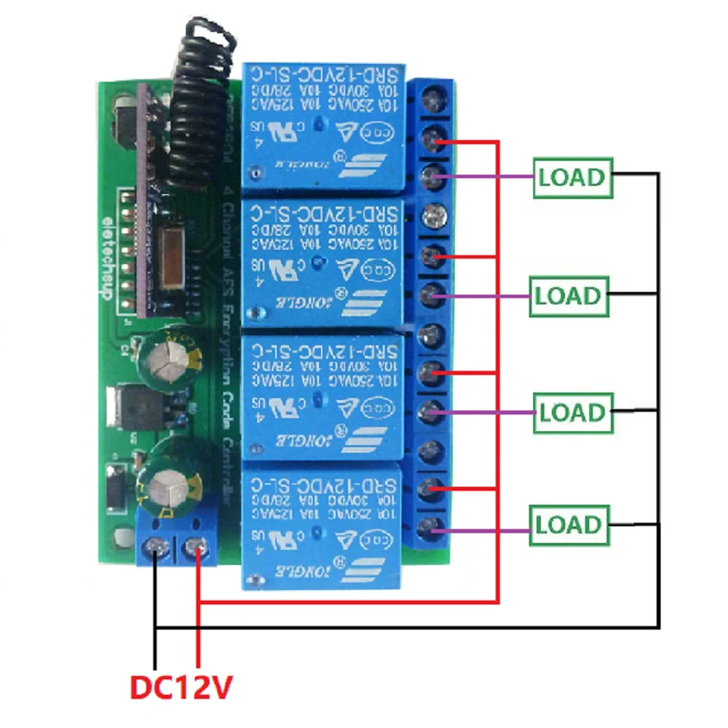 Контроллер шифрования AES AES128 433 м 12 В постоянного тока 4 канала пульт
