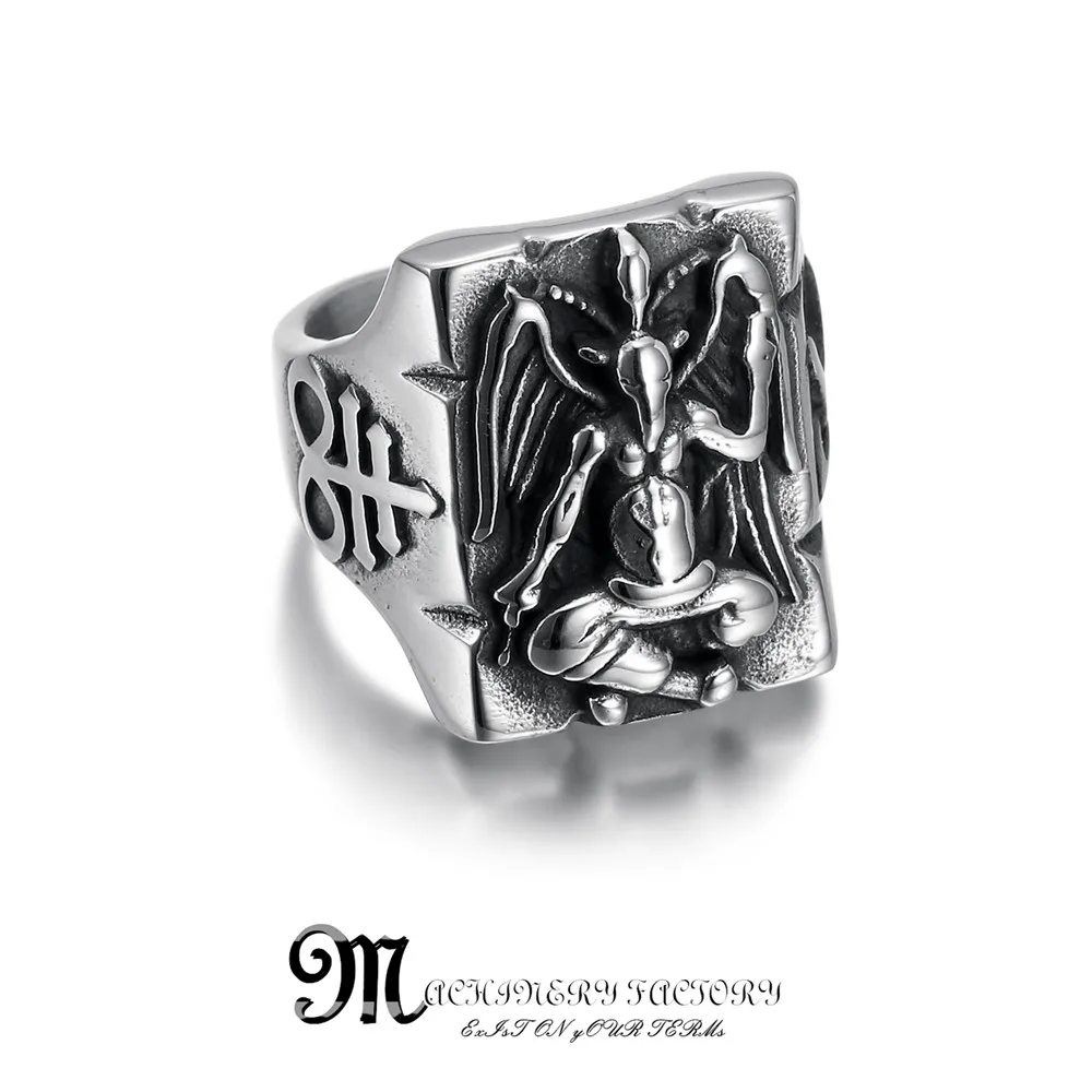 

Fallen Angel Lucifer Ring Gothic Stainless Steel Finger Rings Biker Punk Silver Color Jewelry Festival Gift