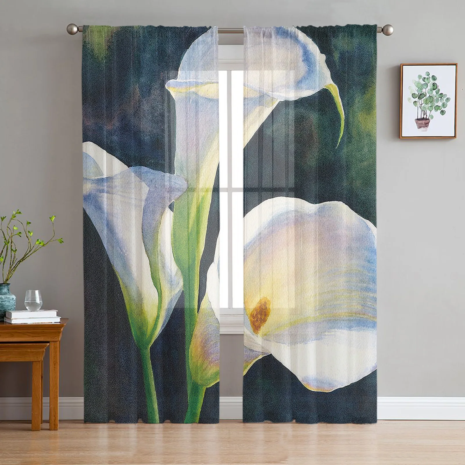 

Тюль с лилиями в винтажном стиле, прозрачные шторы для гостиной, драпировки из тонкой ткани на окно, спальни