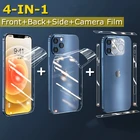 Полностью Гидрогелевая пленка для iPhone 13, 12 Pro Max, Mini, боковая, задняя, передняя защита экрана, пленка для объектива камеры для iPhone13, 13pro, не стекло