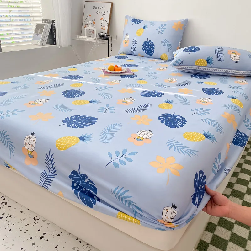 

Bed Sheet Home Elastic Fitted Sheets 100% Cotton Bedsheets Queen Double King Full Home Mattress Cover 180x200cm Good Quality