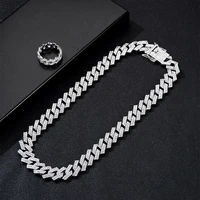 15mm shaped creative new product super flash full cuban chain mens necklace miami rap hip hop necklace bracelet with ring
