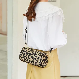 Leopard Print Trend Small PU Leather Women Barrel-shape Bag Fashion Crossbody Shoulder Bag Ladies Small Purse Handbag Sac A Main