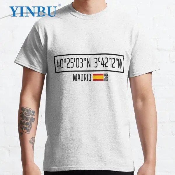 

Madrid coordinates funny t shirt for men 2023 new YIN BU Men's clothing
