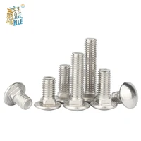 10pcslot m4 m5 m6 m8 m10 m12 10 150mm length carriage bolt 304 stainless steel round head square neck screw din603