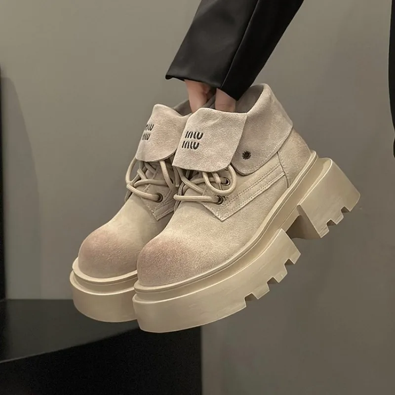 Женские замшевые ботильоны на платформе походные ботинки из натуральной кожи в