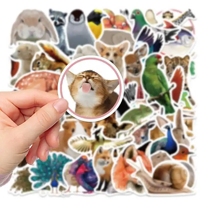 

50PCS 3D Simulation Animal Graffiti Children's Cognitive Toys Hand Tent Desktop Suitcase Decoration Diy Stickers
