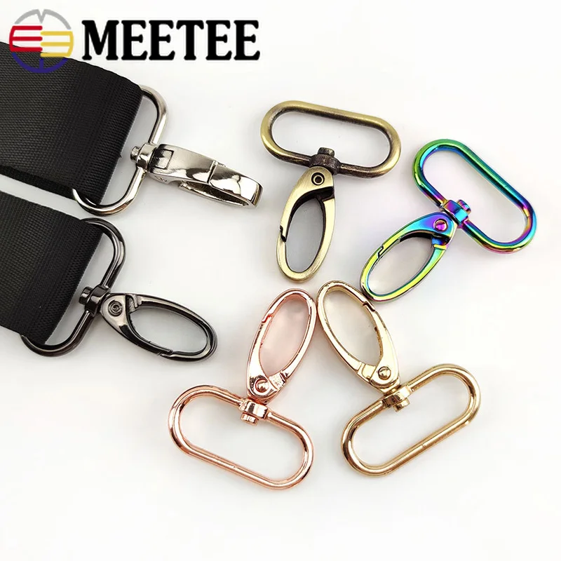 

Meetee 10Pcs 16-38mm Bag Strap Hook Buckle Metal Swivel Lobster Clasp DIY Webbing Snap Hooks Keychain Trigger Buckles Accessory