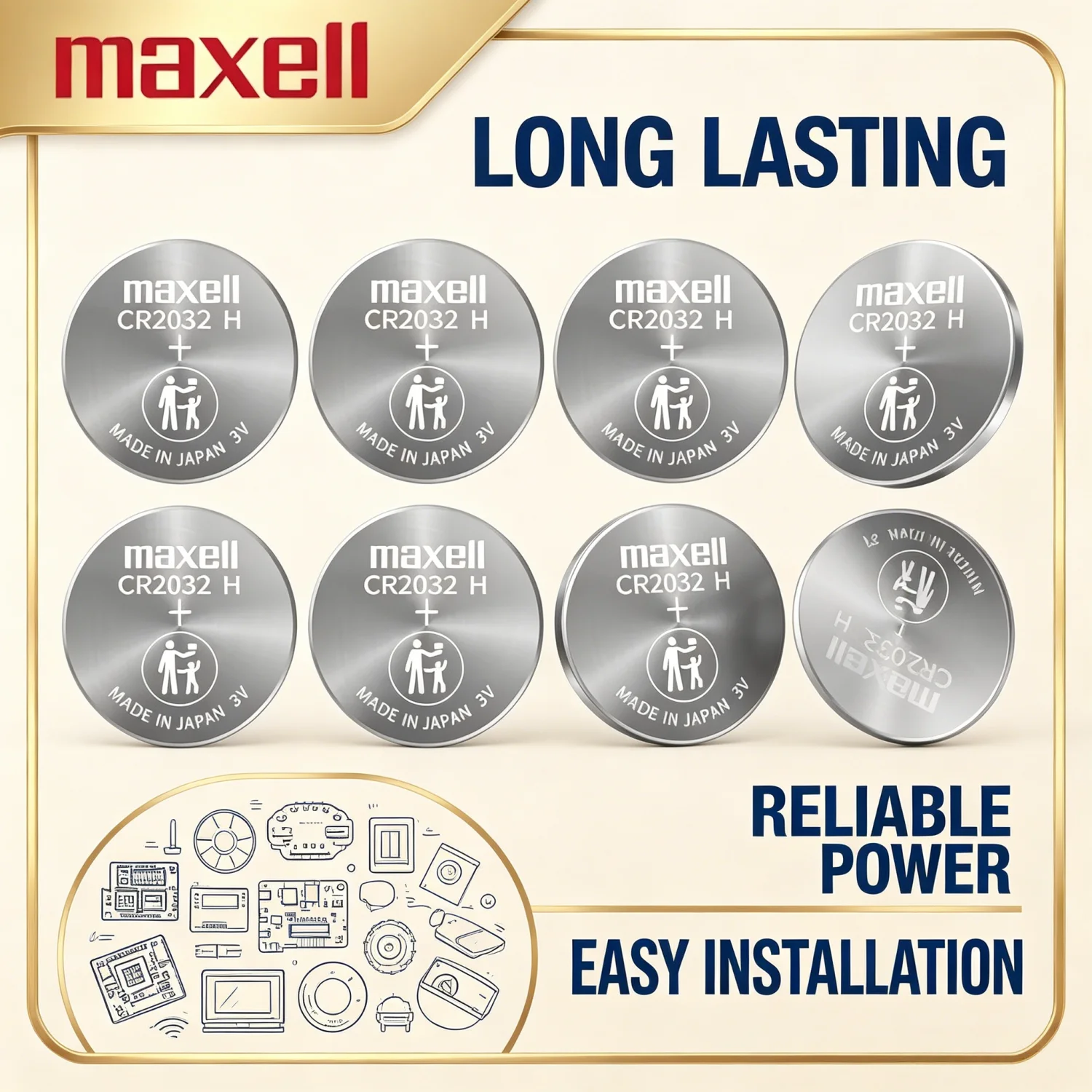 Фото Батарейки MAXELL CR2032H 2032 240 мАч, 3В, высокой емкости, 5 шт., для материнских плат компьютеров, замена CR2032 LIR2032 ML2032 №1