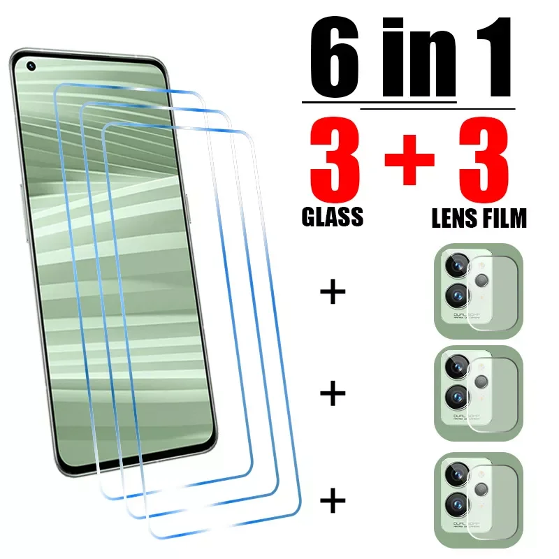 

6 в 1 закаленное стекло для Realme GT 2 Pro 8i Q3S Q3T защита экрана на Realme GT Neo 2 2T 8 7 Q3 Pro C21 C25 C35 C21Y пленка для объектива