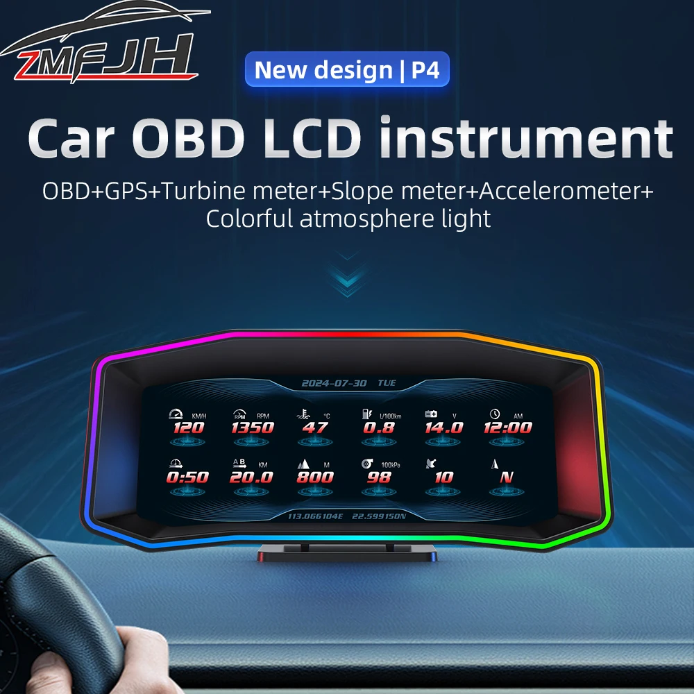 Измеритель уклона автомобиля OBD + GPS Проекционный дисплей Цифровой спидометр