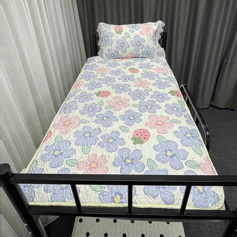 Children's Cotton Dormitory Bed Cover Three-Piece Washable Single Quilted Quilting Non-Slip Mattress Tatami Sheet Blanket