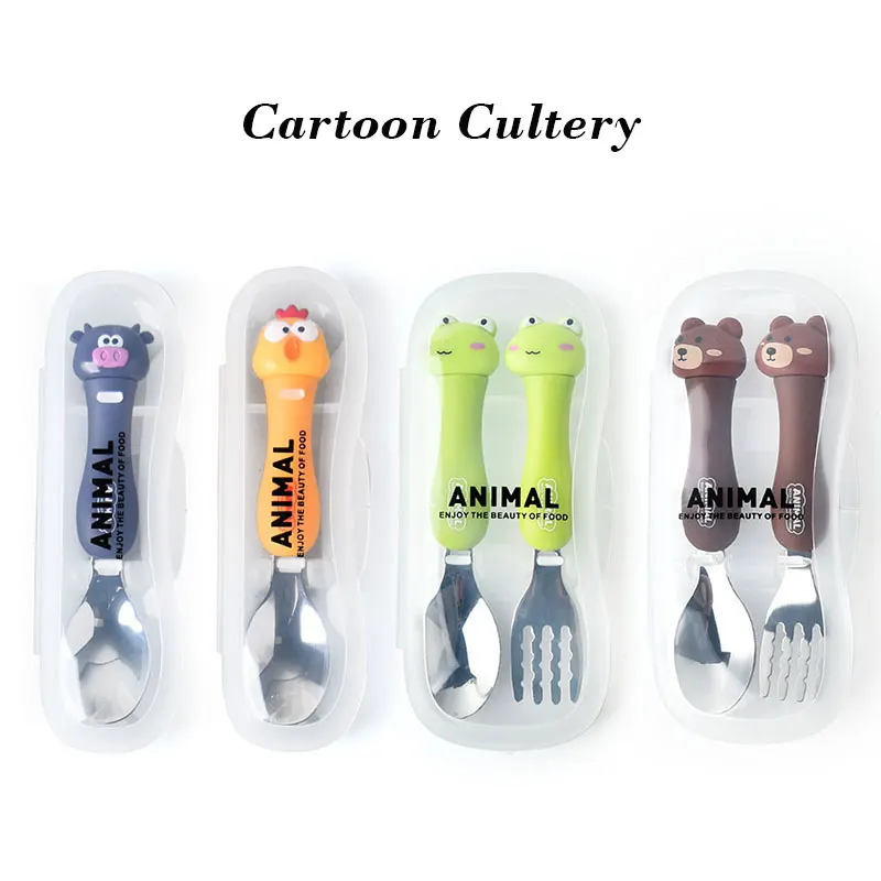 

Ложка и вилка для еды из нержавеющей стали в коробочке