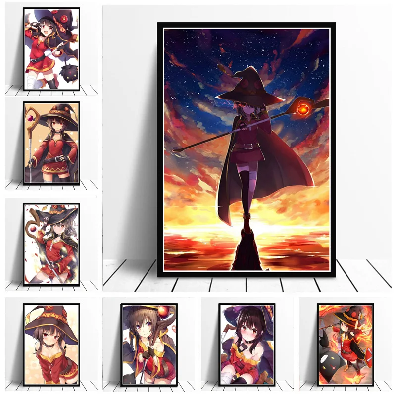 KonoSuba MEGUMIN японское аниме мультфильм девушка холст живопись плакат печать