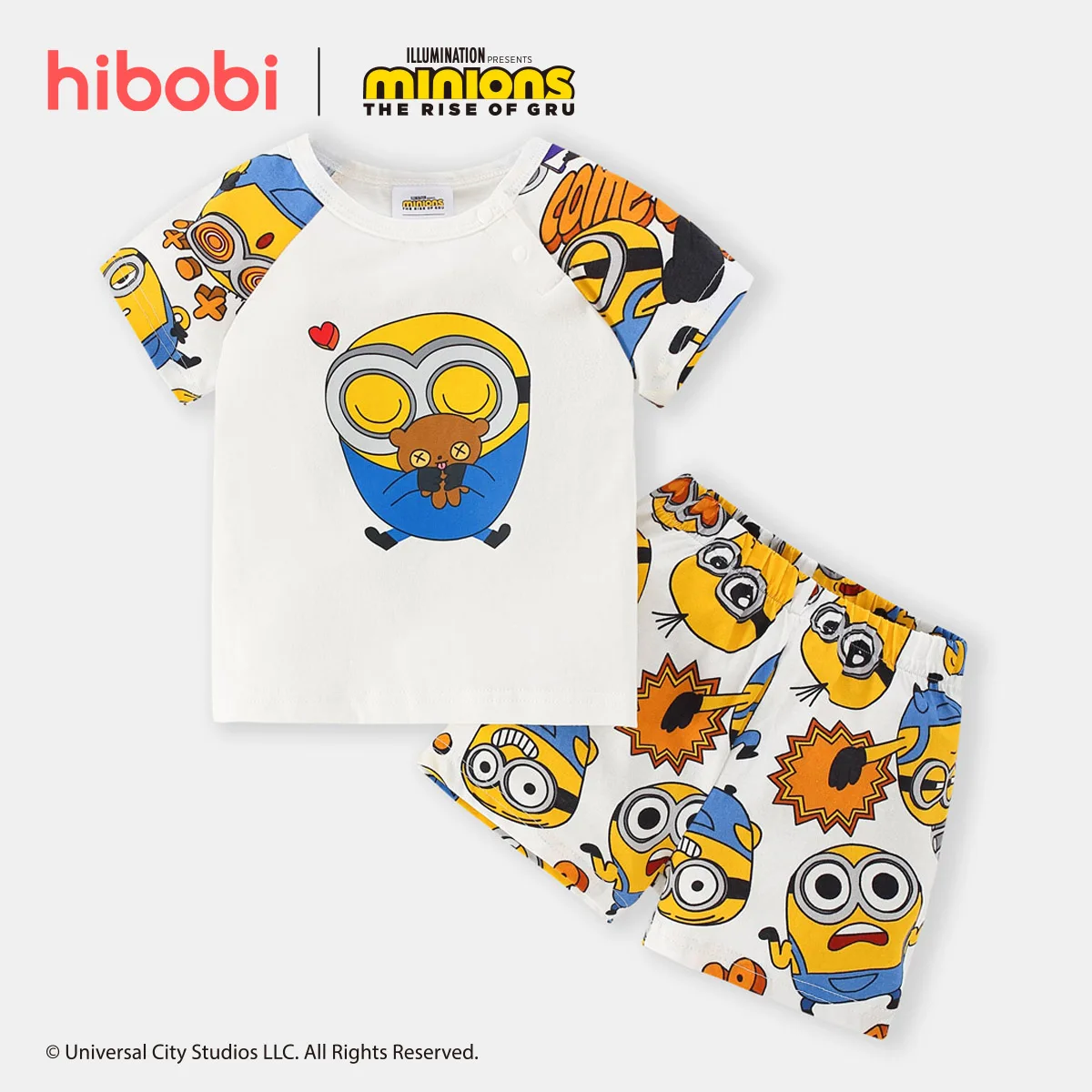 

hibobi x Minions Kids Baby Boy Clothing Sets Printed Patchwork Short Sleeve Suit Cotton Children Clothes Set Todler Costume