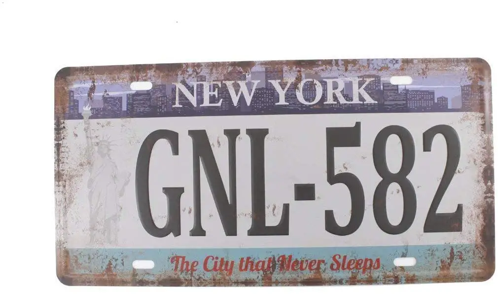 

Tin speaking Fashionable Vintage New York GNL-582 Retro Vintage Auto License Plate Embossed Tag Iron Painting Metal Tin Sign