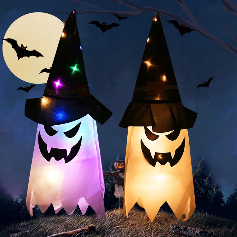 Buy Halloween Lights Ghost Led Flashing Glowing Wizard Hat Lamp Decorations for Home Party Decor on