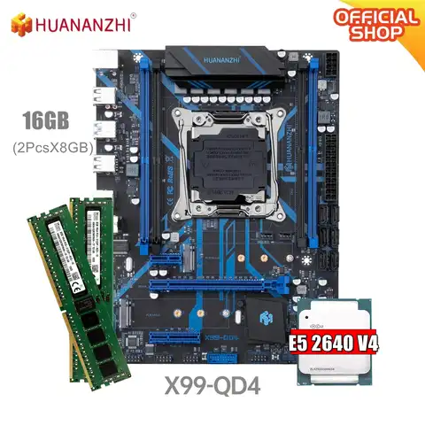 Материнская плата HUANANZHI LGA 2011-3 X99 с комбинированным комплектом, комплект XEON E5 2640 V4 16 Гб (2*8 ГБ) DDR4, RECC память NVME NGFF SATA USB 3,0