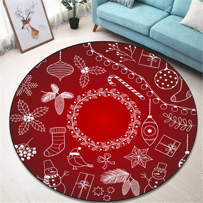Рождественский круглый ковер с принтом для гостиной коврик детей напольный йоги