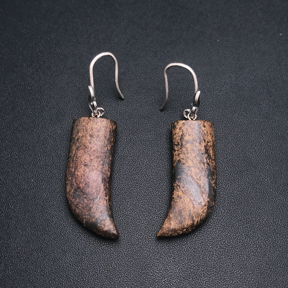 Винтажные серьги из яшмы с натуральной серо-белой картой Пикассо стерлинговое