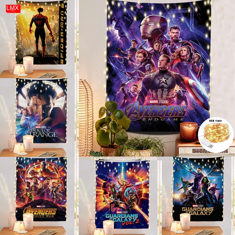

Marvel Avenger Superhero Tapestry Captain America Movie Wall Hanging Family Aesthetics Tapestries Suitable for Bedroom Mural