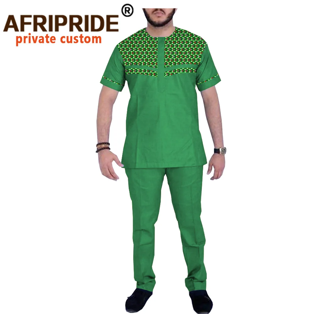 African Clothing for Men Dashiki Print Shirts and Ankara Pants Tracksuit Tribal Outwear Plus Size Clothes AFRIPRIDE A2016023