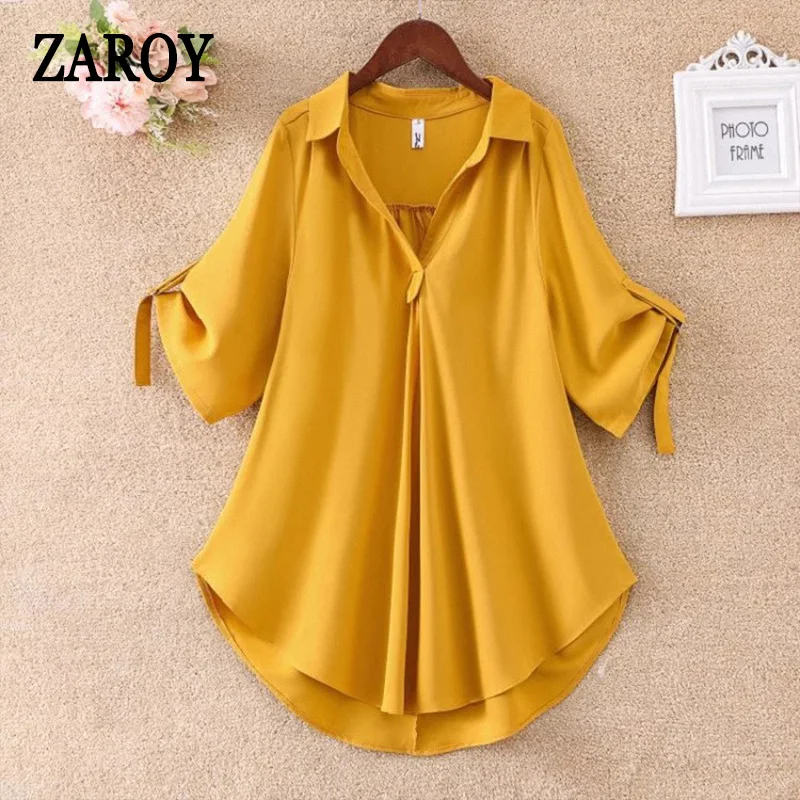 Женская однобортная рубашка PLAZSON элегантная офисная блузка с отложным