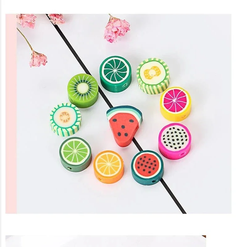 30/50 шт. 7-10 мм мягкие бусины из полимерной глины фруктовые смешанной