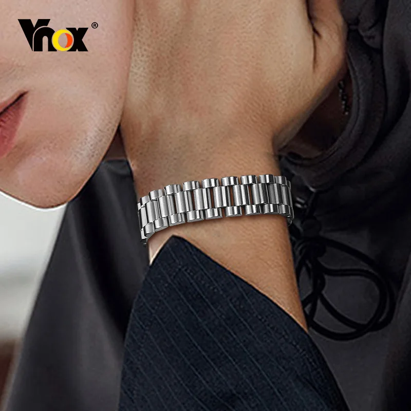 

Vnox 15mm Watch Band Bracelet for Men, Chunky Heavy Black Stainless Steel Link Chain Bracelet, Punk Rock Bulky Wristband