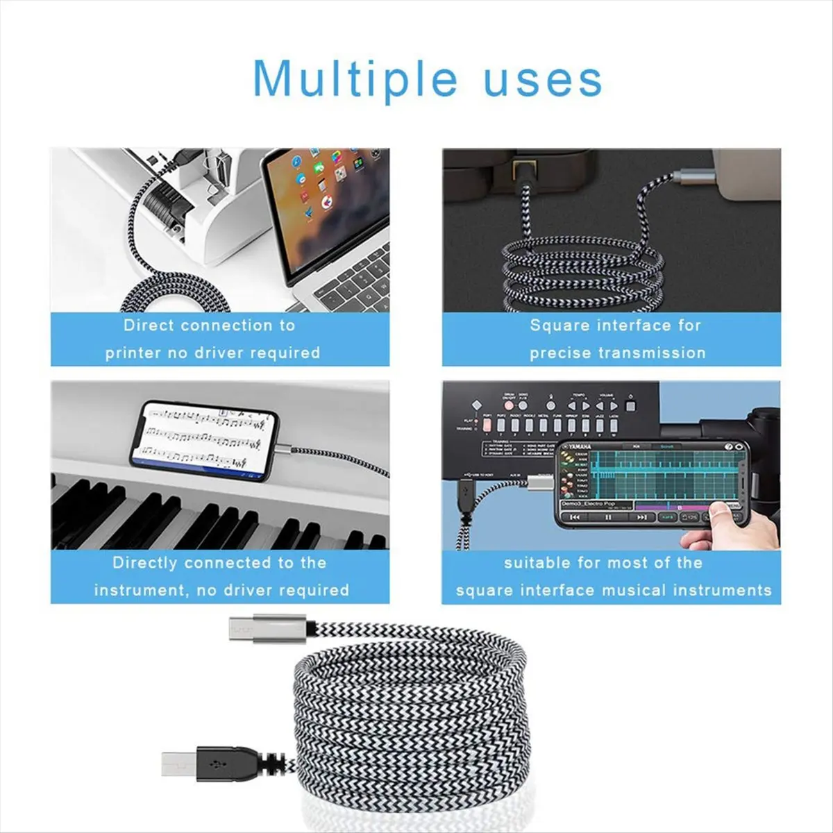 Фото Кабель USB-C - MIDI (A16I), USB-C - USB-B 2.0 для принтеров, сканеров, МФУ и других устройств №4