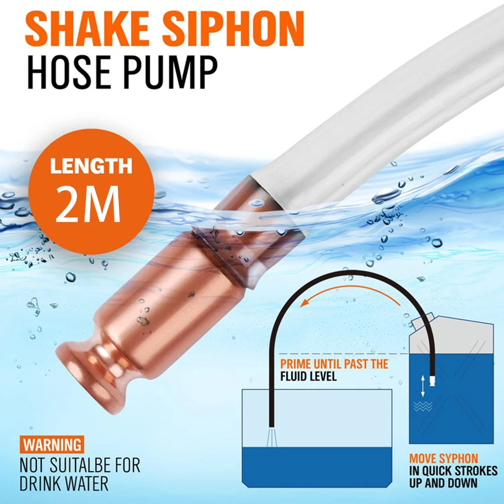 

2M Safety Self Priming Copper Siphon Refueling Gas Syphon Jiggler Hose For Pump Gasoline Fuel Oil Water Hose Flexible Connector