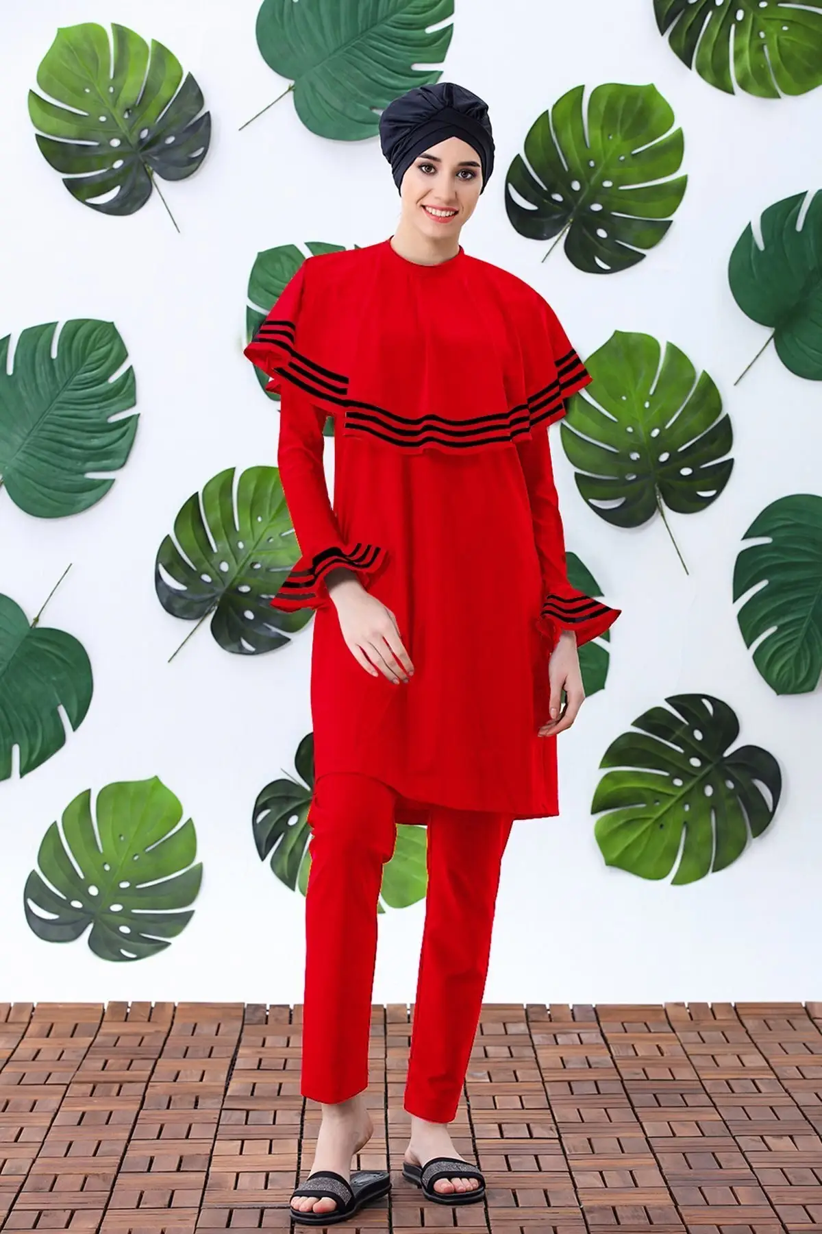 

Women Testtr Swimwear Jowl Game 3 Piece Set Muslim Islamic Clothing Bikini Sea Dress Pool Beach Hijab Pareo Summer Full closed