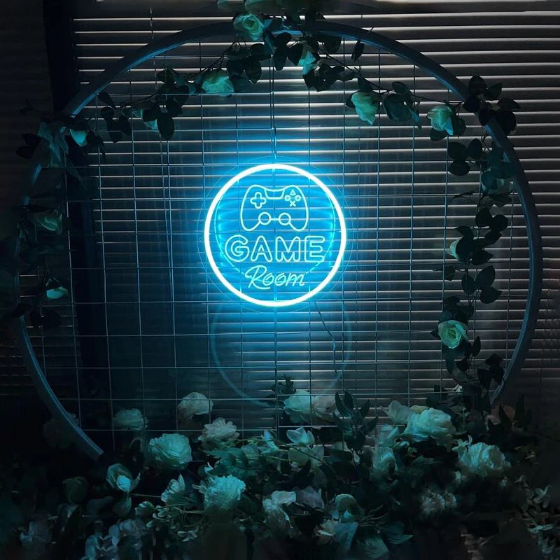 

3D Logo Game Room for Kids Gift Neon Sign LED Neon Light Custom Neon Signs Ice Blue Home Room Wall Decor