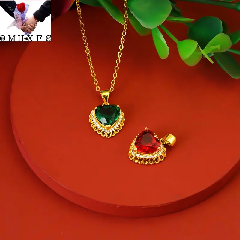 

OMHXFC Wholesale PN657 European Fashion Fine Woman Party Birthday Wedding Gift Heart AAA Zircon 24KT Gold Pendant Charm NO CHAIN