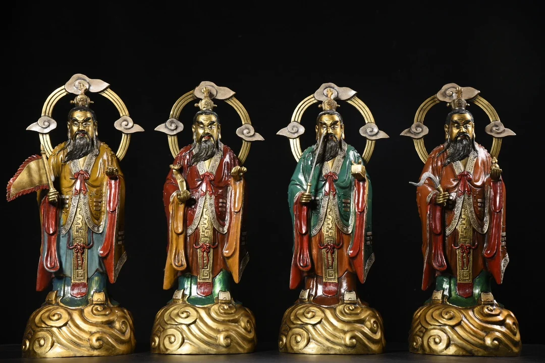 18-дюймовая коллекция тибетского храма старая бронза окрашенная позолоченная