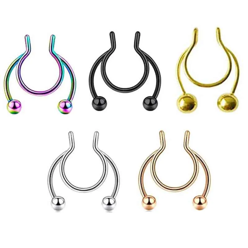 

1 шт. 8 мм модное U-образное кольцо из нержавеющей стали для носа кольцо для перегородки имитация пирсинга пирсинг ювелирные изделия для вече...
