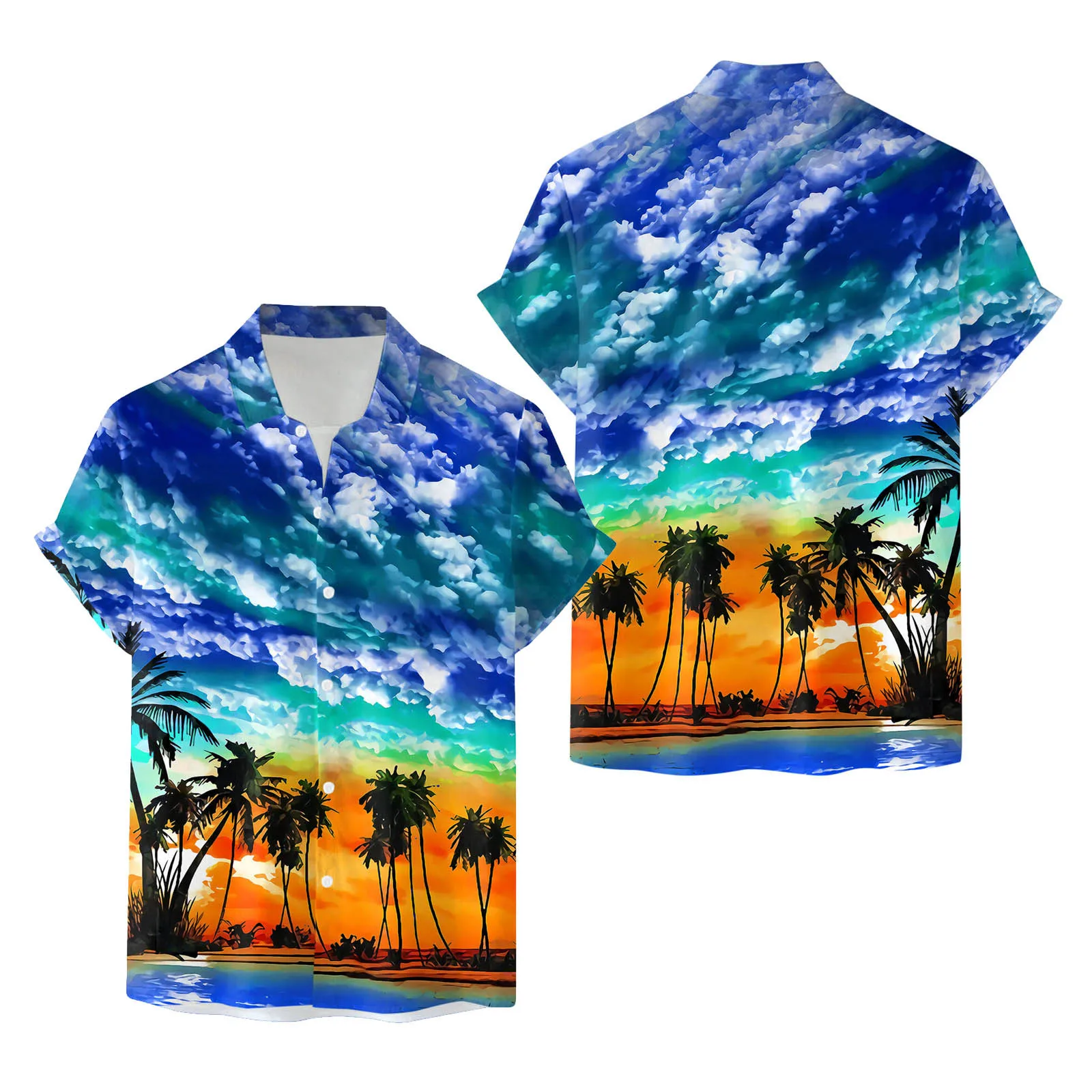 

X Piece Men Short Sleeve Spring Summer Casual Printed Shirts Fashion Top Blouse Shirts Dark Purple