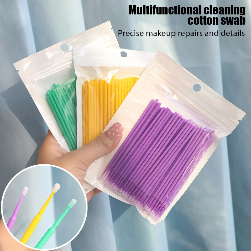 

Disposable Cleaning Cotton Swab Graft Eyelash Extension Cleaning Cotton Swab Eyelash Glue Remover Applicator Makeup Brush