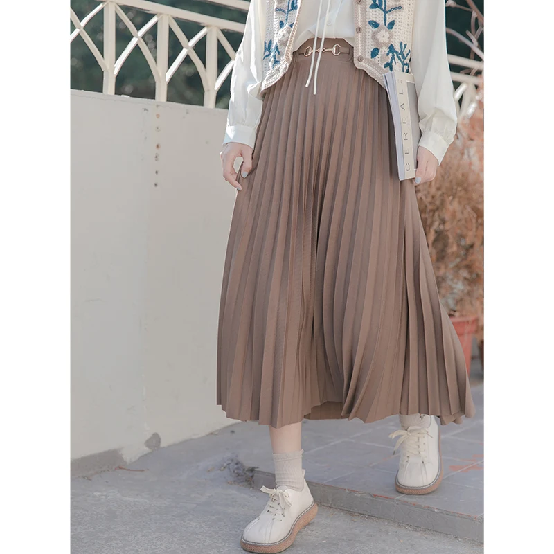 

Make for the spot! Elastic waist long pleated skirt in female spring new contracted and fashionable restore ancient ways